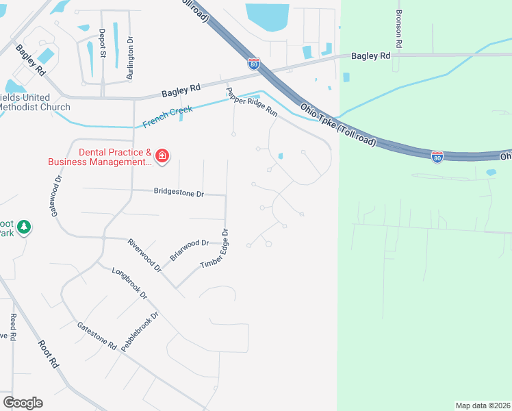 map of restaurants, bars, coffee shops, grocery stores, and more near 32082 Lilac Lane in North Ridgeville