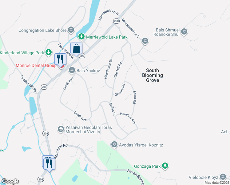 map of restaurants, bars, coffee shops, grocery stores, and more near 37 Pine Hill Road in Monroe