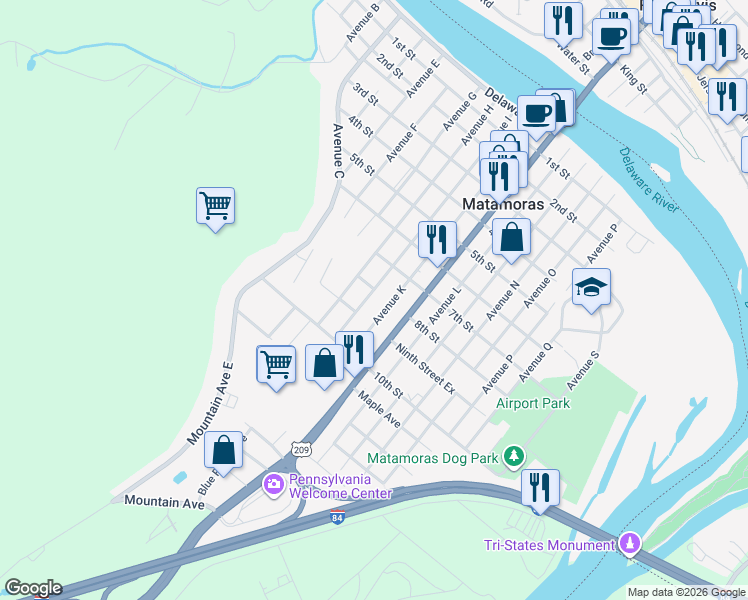 map of restaurants, bars, coffee shops, grocery stores, and more near 804 Avenue I in Matamoras