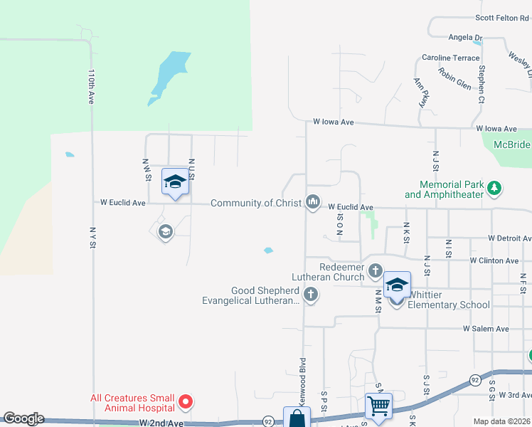 map of restaurants, bars, coffee shops, grocery stores, and more near 1807 West Euclid Avenue in Indianola
