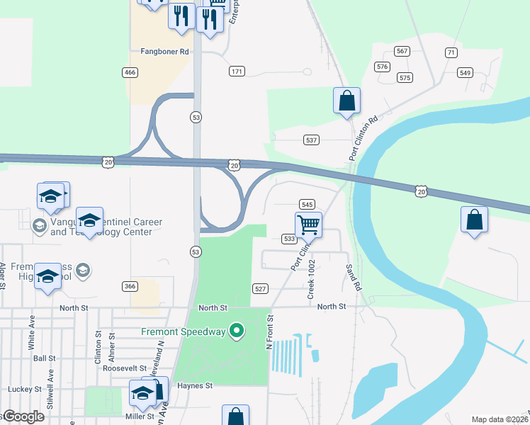 map of restaurants, bars, coffee shops, grocery stores, and more near 645 Sunset Lane in Fremont