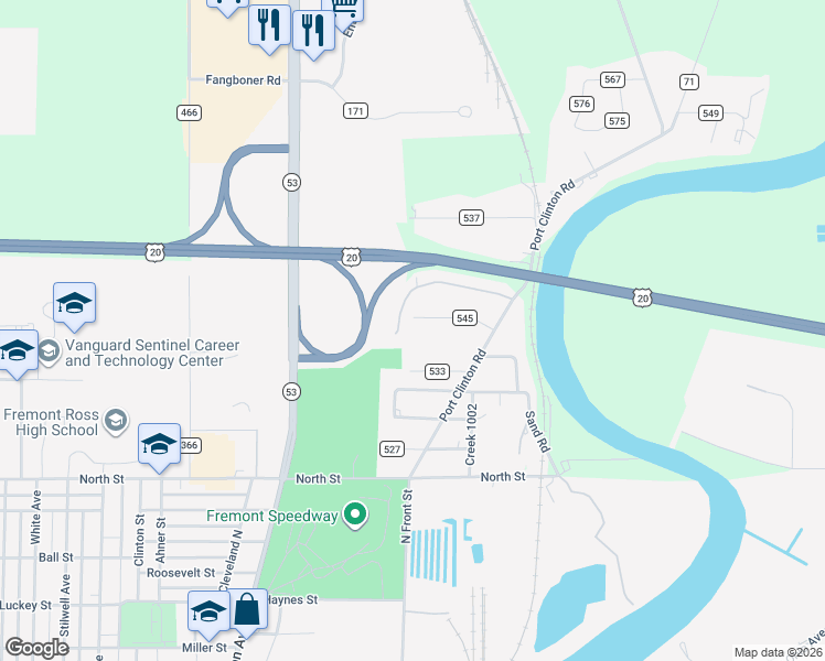 map of restaurants, bars, coffee shops, grocery stores, and more near 645 Sunset Lane in Fremont