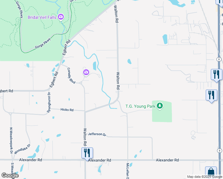 map of restaurants, bars, coffee shops, grocery stores, and more near 7188 Walton Road in Walton Hills