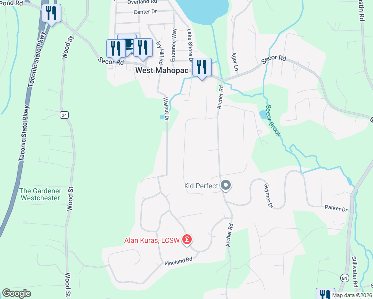 map of restaurants, bars, coffee shops, grocery stores, and more near 78 Breckenridge Road in Mahopac