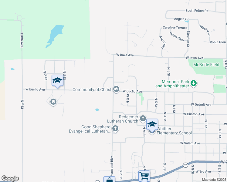 map of restaurants, bars, coffee shops, grocery stores, and more near 1699 West Euclid Avenue in Indianola