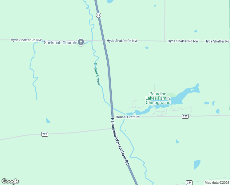 map of restaurants, bars, coffee shops, grocery stores, and more near 5444 Ohio 45 in Bristolville