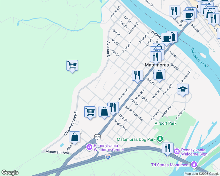 map of restaurants, bars, coffee shops, grocery stores, and more near 903 Avenue H in Matamoras