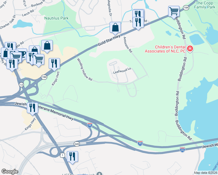 map of restaurants, bars, coffee shops, grocery stores, and more near 65 Spyglass Circle in Groton