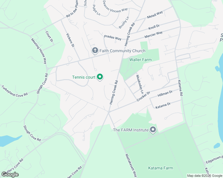 map of restaurants, bars, coffee shops, grocery stores, and more near 117 Herring Creek Road in Edgartown