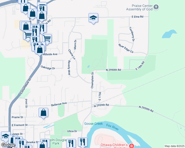 map of restaurants, bars, coffee shops, grocery stores, and more near 2804 Champlain Street in Ottawa