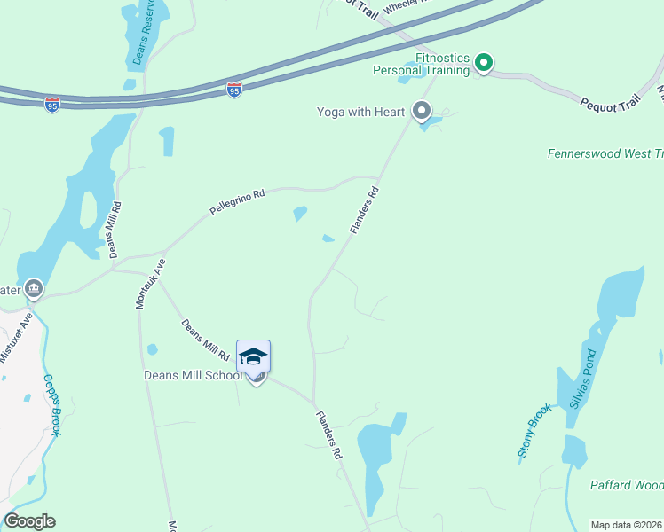 map of restaurants, bars, coffee shops, grocery stores, and more near 279 Flanders Road in Stonington