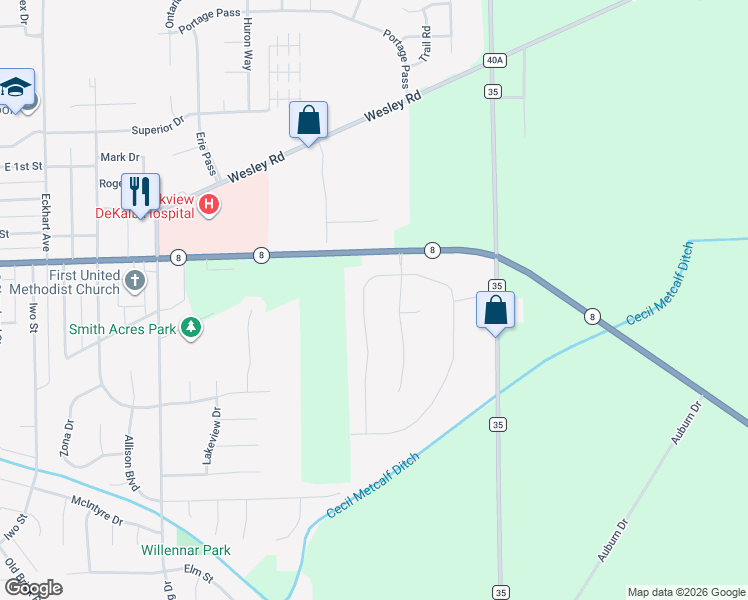 map of restaurants, bars, coffee shops, grocery stores, and more near 109 Steeplechase Drive in Auburn
