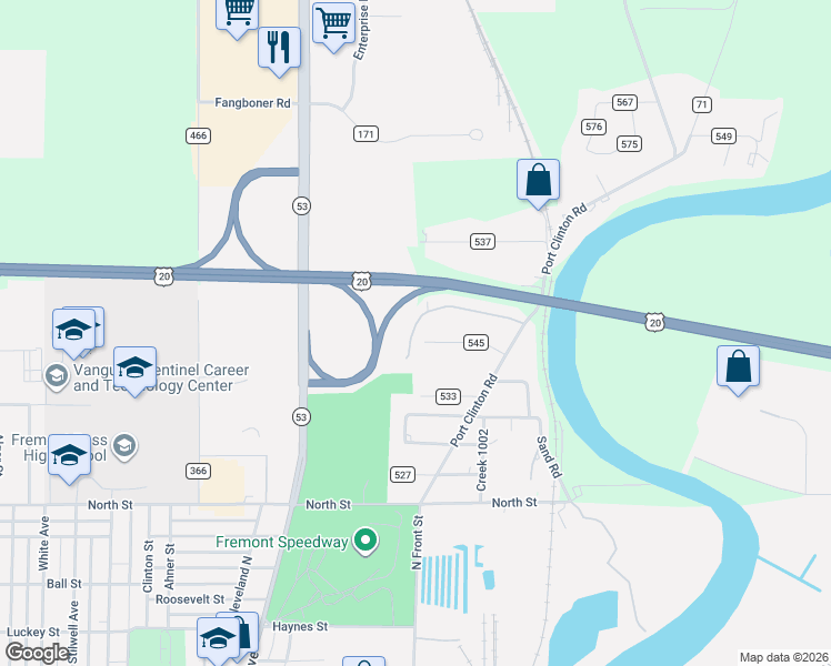 map of restaurants, bars, coffee shops, grocery stores, and more near Berch Terrace in Fremont