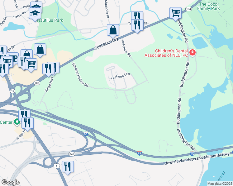 map of restaurants, bars, coffee shops, grocery stores, and more near 87 Leafwood Lane in Groton
