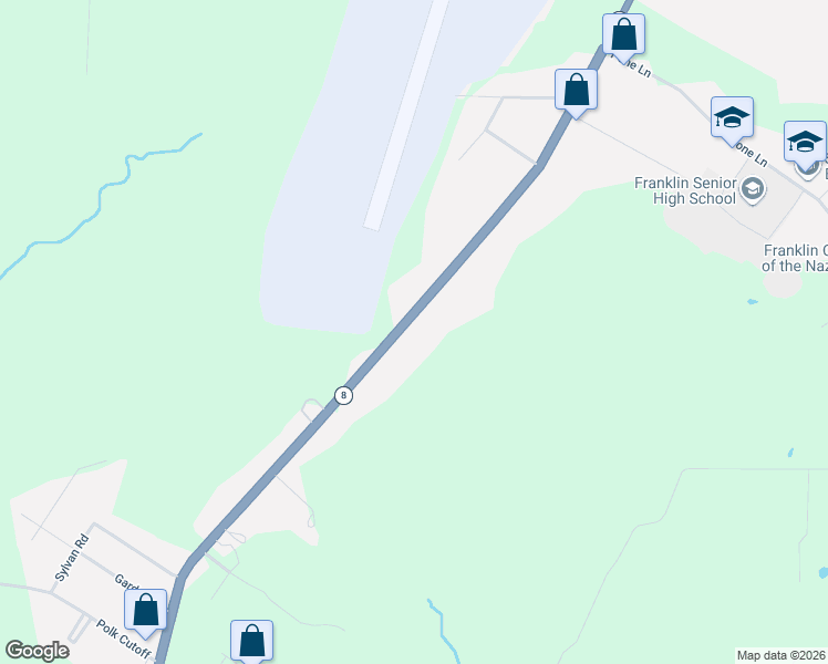 map of restaurants, bars, coffee shops, grocery stores, and more near 1521 Pittsburgh Road in Franklin