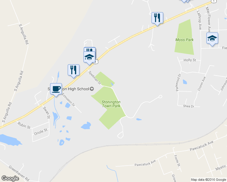 map of restaurants, bars, coffee shops, grocery stores, and more near 6-98 Spellman Dr in Stonington