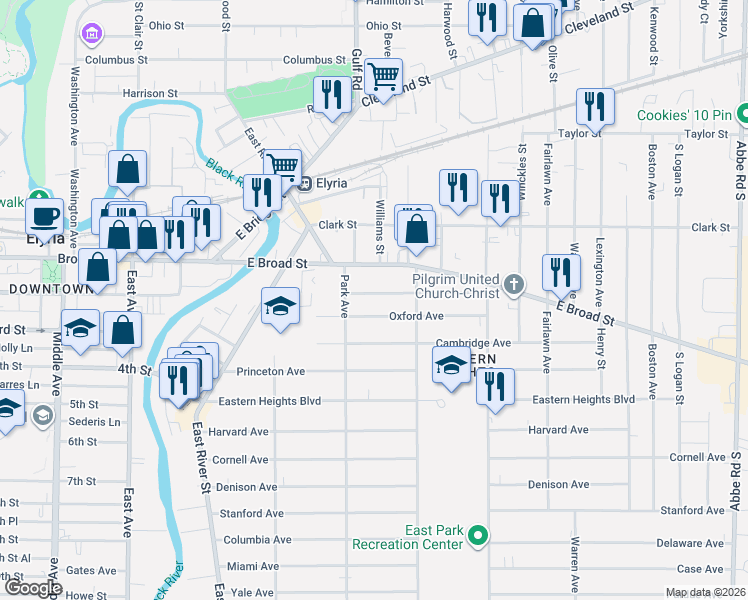 map of restaurants, bars, coffee shops, grocery stores, and more near 328 Kenyon Avenue in Elyria