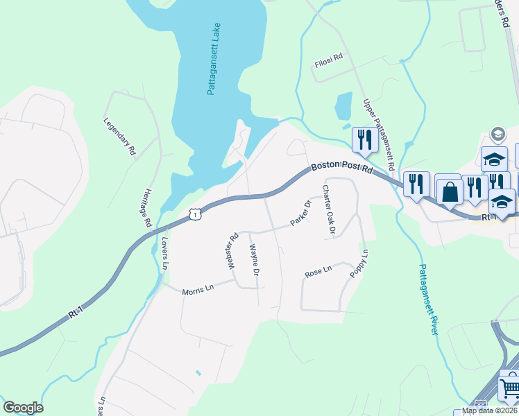 map of restaurants, bars, coffee shops, grocery stores, and more near 13 Islanda Court in East Lyme