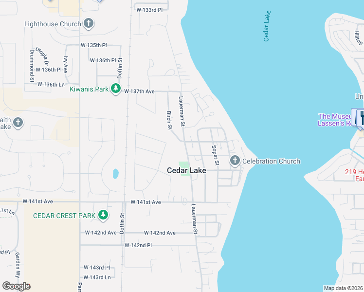 map of restaurants, bars, coffee shops, grocery stores, and more near 13819 Lauerman Street in Cedar Lake