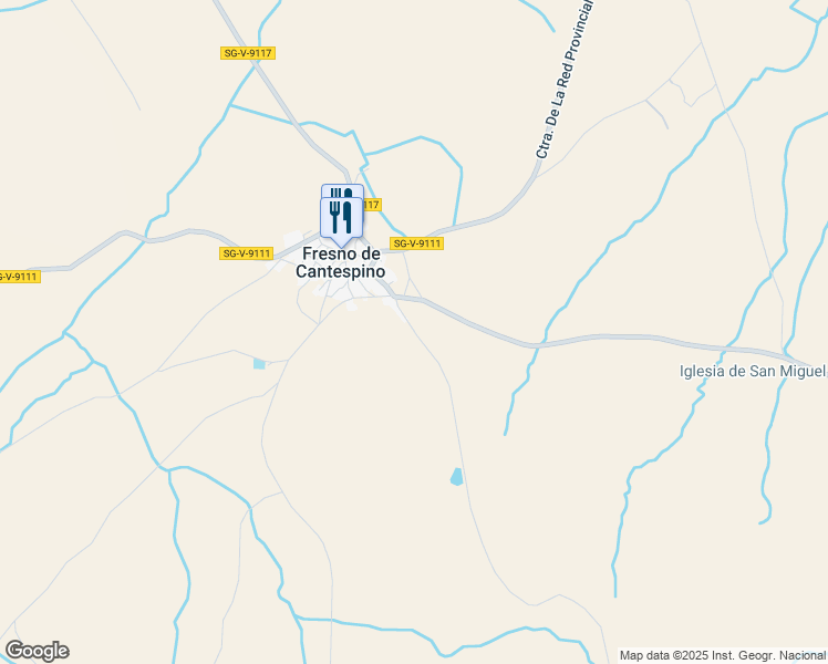 map of restaurants, bars, coffee shops, grocery stores, and more near 24 Calle Santo Domingo in Fresno de Cantespino