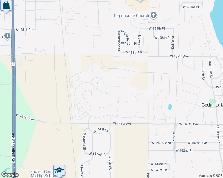 map of restaurants, bars, coffee shops, grocery stores, and more near 10111 Tradewind Place in Cedar Lake