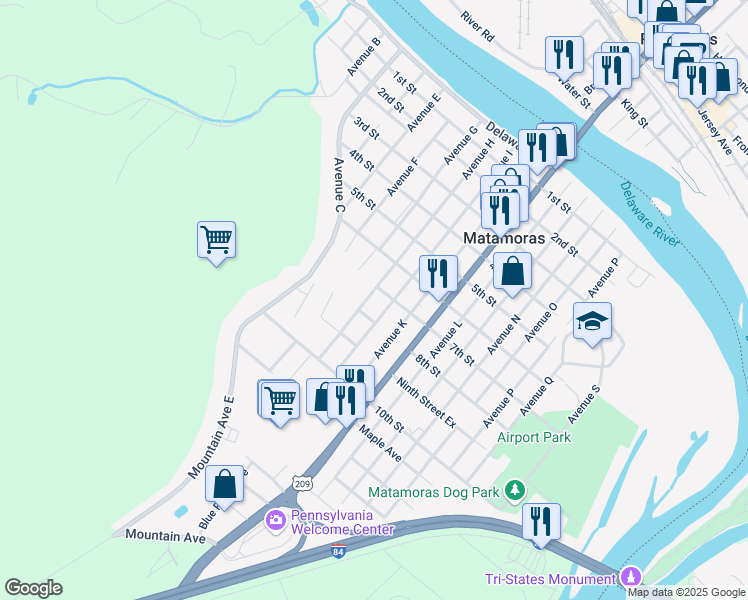 map of restaurants, bars, coffee shops, grocery stores, and more near 706 Avenue H in Matamoras