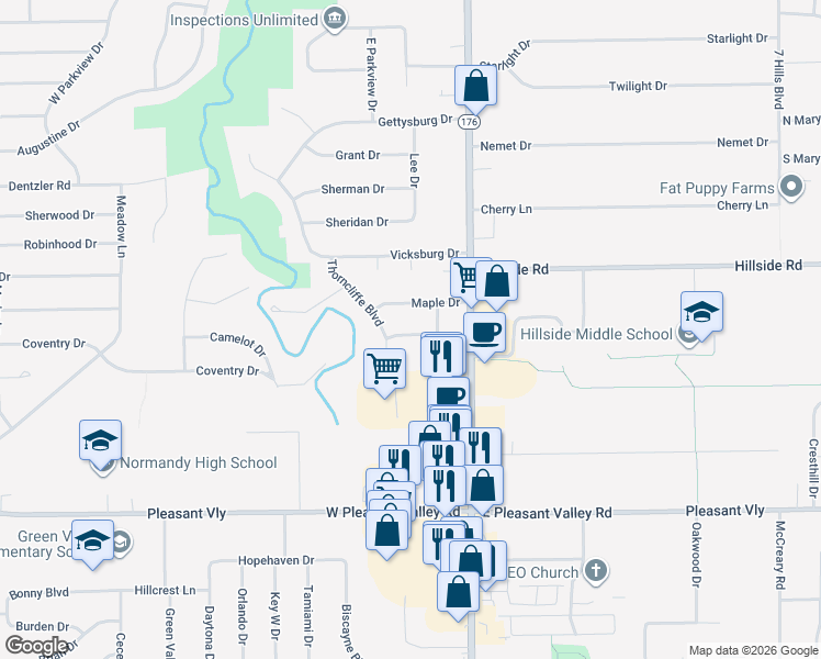 map of restaurants, bars, coffee shops, grocery stores, and more near 1224 Sagamore Road in Parma