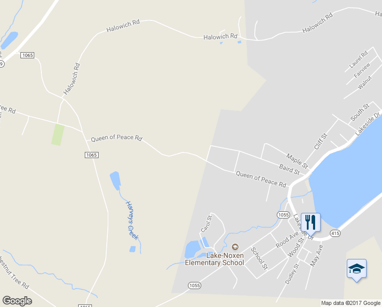 map of restaurants, bars, coffee shops, grocery stores, and more near Queen of Peace Road in Harveys Lake
