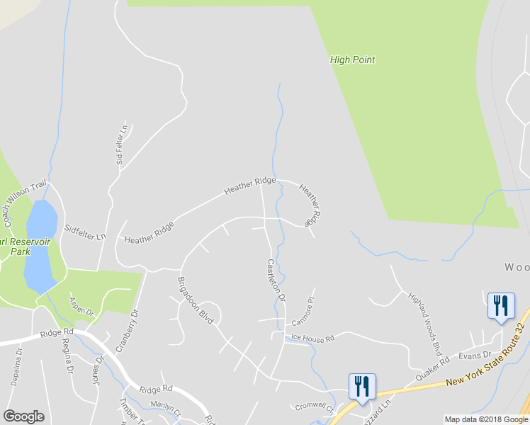 map of restaurants, bars, coffee shops, grocery stores, and more near 22 Castleton Drive in Woodbury