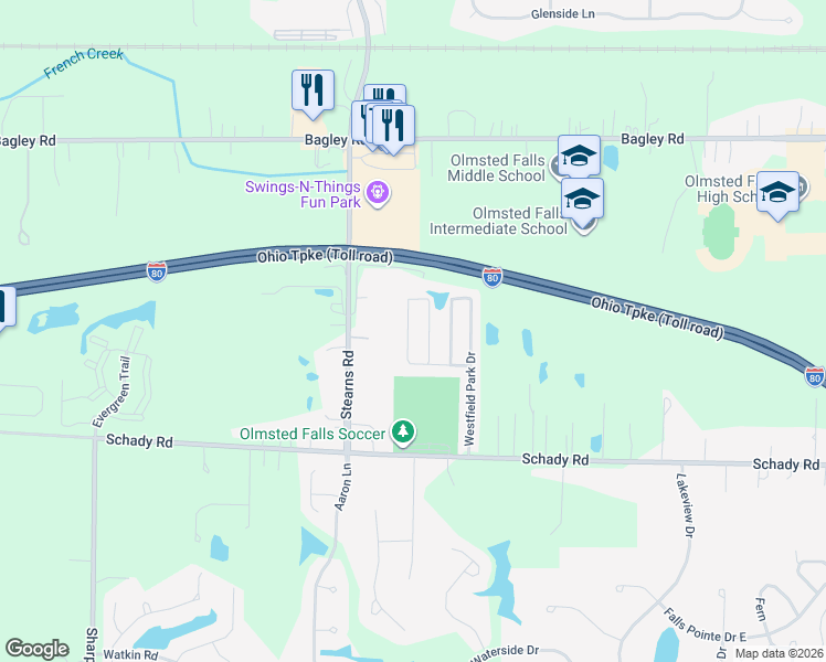 map of restaurants, bars, coffee shops, grocery stores, and more near 8557 Wayside Drive in Cuyahoga County