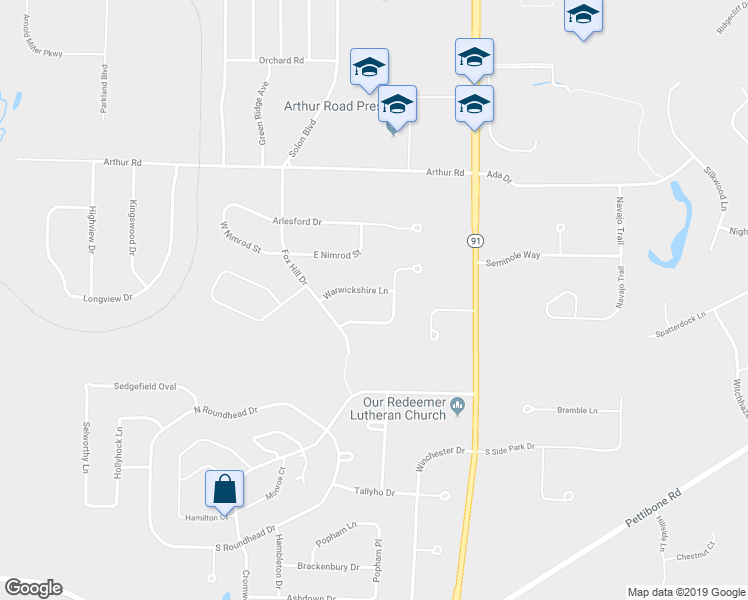 map of restaurants, bars, coffee shops, grocery stores, and more near 33382 Warwickshire Lane in Solon