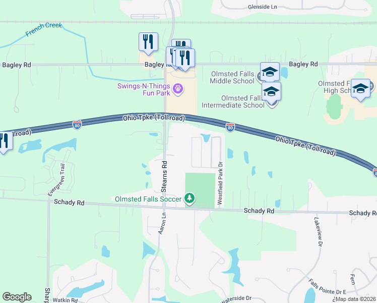 map of restaurants, bars, coffee shops, grocery stores, and more near 8557 Wayside Drive in Cuyahoga County