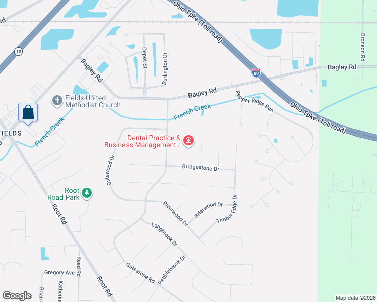 map of restaurants, bars, coffee shops, grocery stores, and more near 32681 Deerspring Court in North Ridgeville