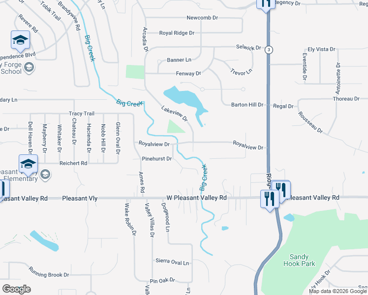 map of restaurants, bars, coffee shops, grocery stores, and more near 8245 Royalview Drive in Parma