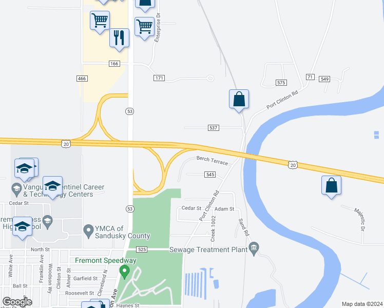 map of restaurants, bars, coffee shops, grocery stores, and more near Berch Terrace in Fremont