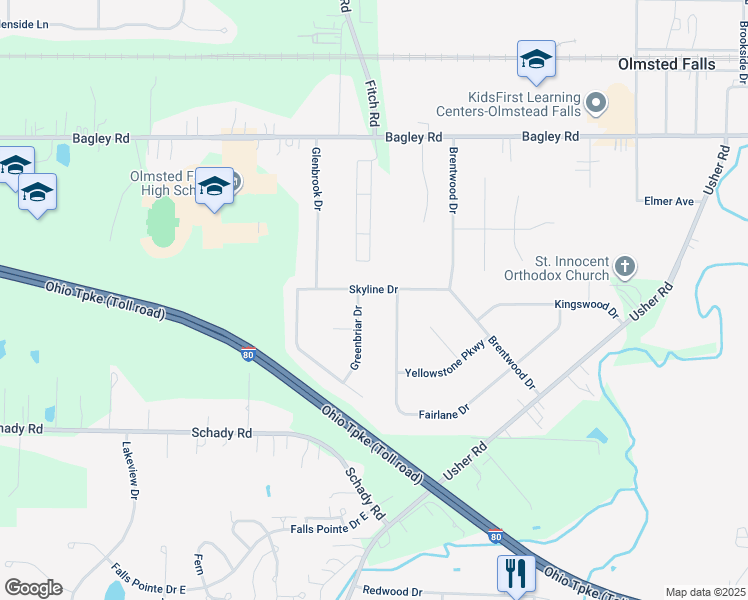 map of restaurants, bars, coffee shops, grocery stores, and more near in Cleveland