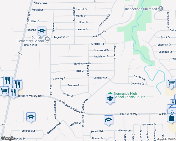 map of restaurants, bars, coffee shops, grocery stores, and more near 7298 Marko Lane in Parma