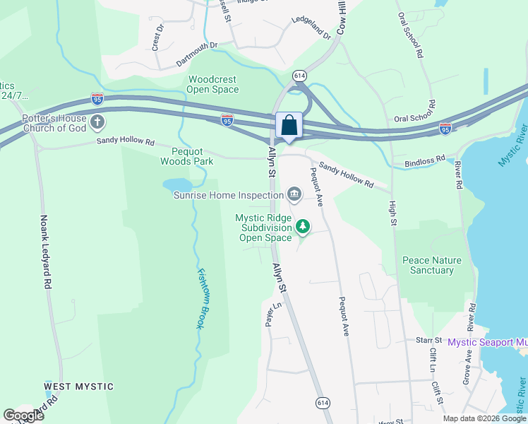 map of restaurants, bars, coffee shops, grocery stores, and more near 11 Stony Hill Road in Groton