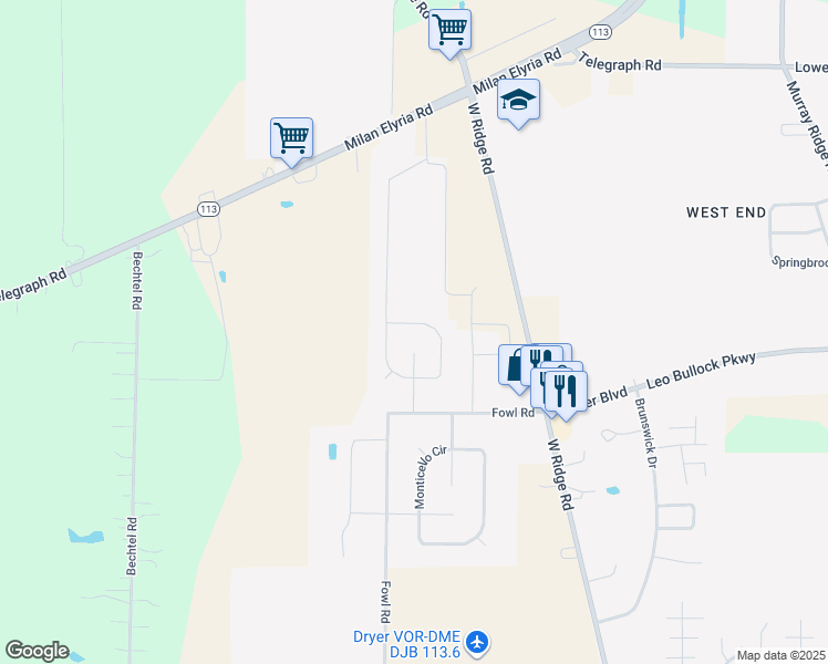 map of restaurants, bars, coffee shops, grocery stores, and more near 143 Capital Court in Elyria