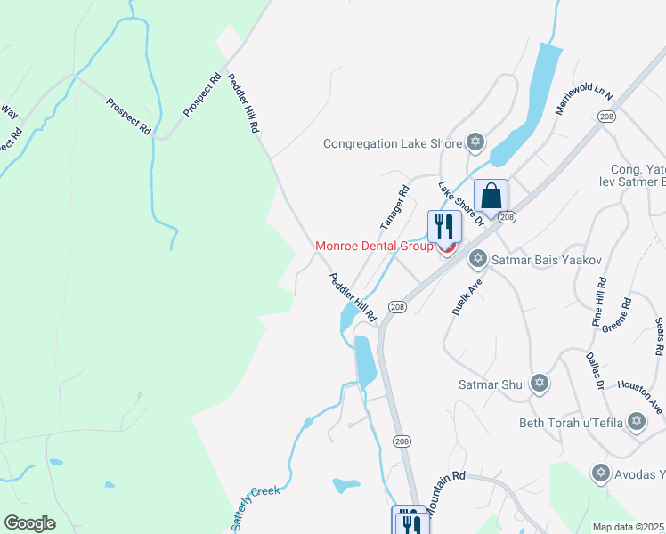 map of restaurants, bars, coffee shops, grocery stores, and more near 26 Peddler Hill Road in South Blooming Grove