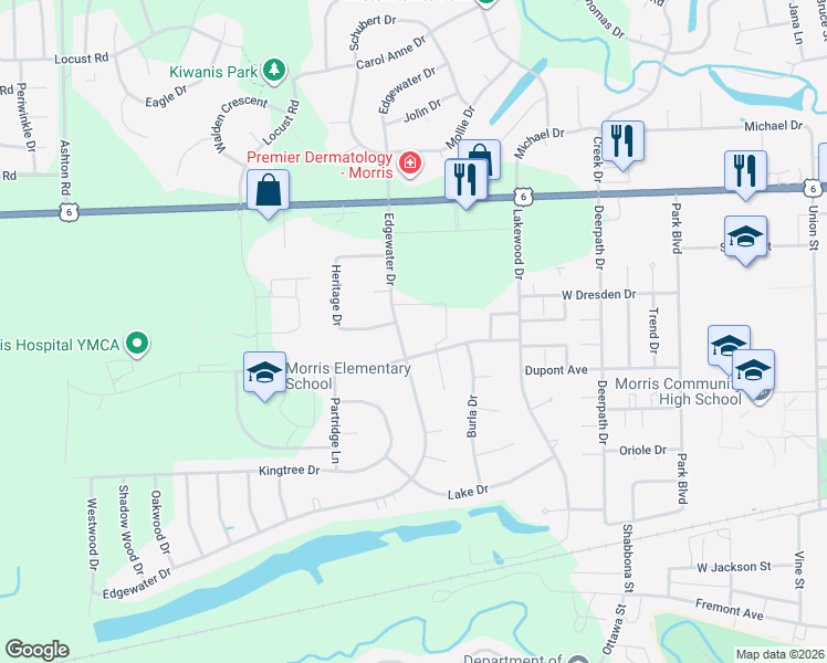 map of restaurants, bars, coffee shops, grocery stores, and more near 1550 Dupont Avenue in Morris