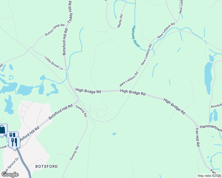 map of restaurants, bars, coffee shops, grocery stores, and more near 23 High Bridge Road in Newtown