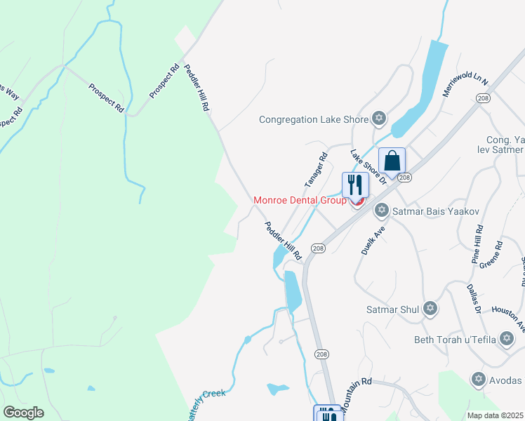 map of restaurants, bars, coffee shops, grocery stores, and more near 48 Peddler Hill Road in Monroe