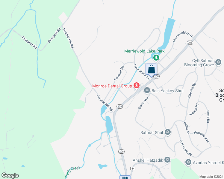 map of restaurants, bars, coffee shops, grocery stores, and more near 36 Tanager Road in South Blooming Grove