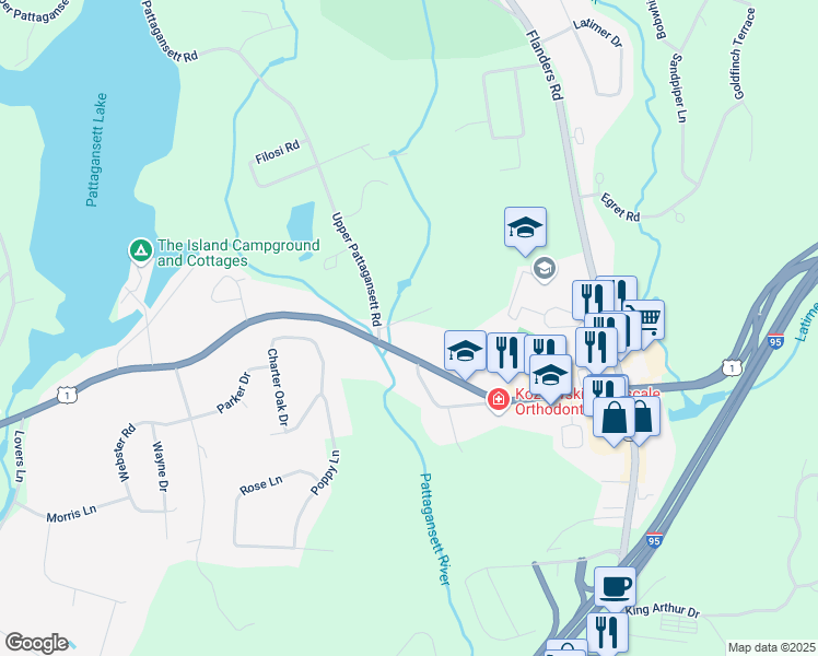 map of restaurants, bars, coffee shops, grocery stores, and more near in East Lyme
