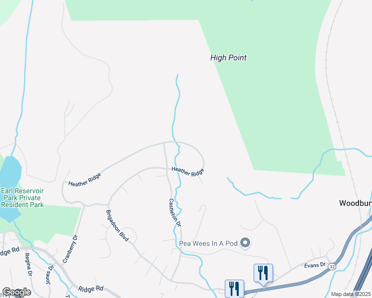 map of restaurants, bars, coffee shops, grocery stores, and more near 50 Heather Ridge in Woodbury