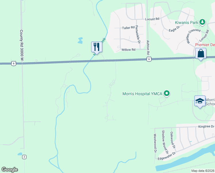 map of restaurants, bars, coffee shops, grocery stores, and more near 5825 Barrington Road in Morris