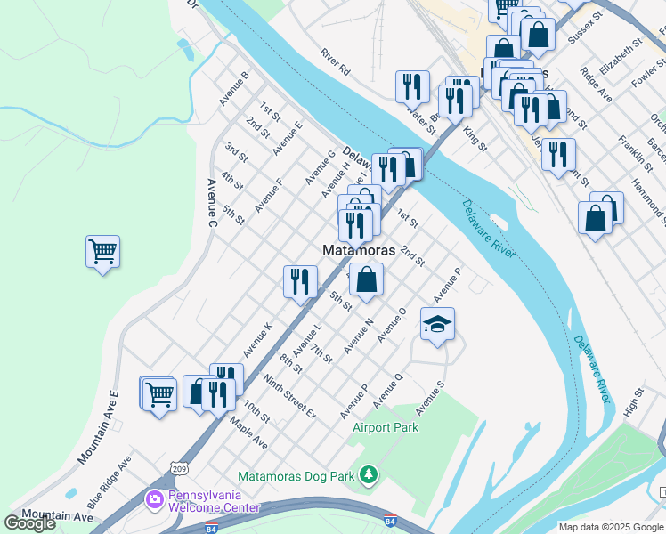 map of restaurants, bars, coffee shops, grocery stores, and more near 310 Avenue K in Matamoras