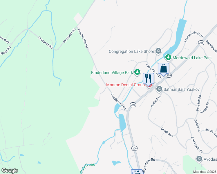 map of restaurants, bars, coffee shops, grocery stores, and more near 48 Peddler Hill Road in Monroe
