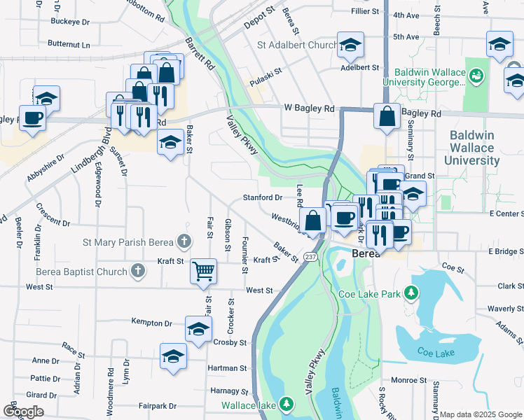 map of restaurants, bars, coffee shops, grocery stores, and more near in Berea